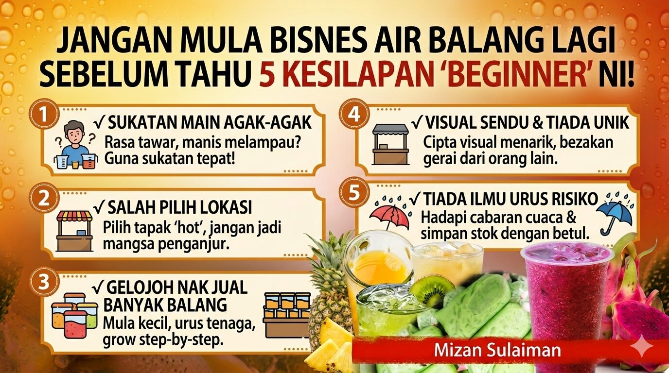 Jangan Mula Bisnes Air Balang Lagi Sebelum Tahu 5 Kesilapan ‘Beginner’ Ni!