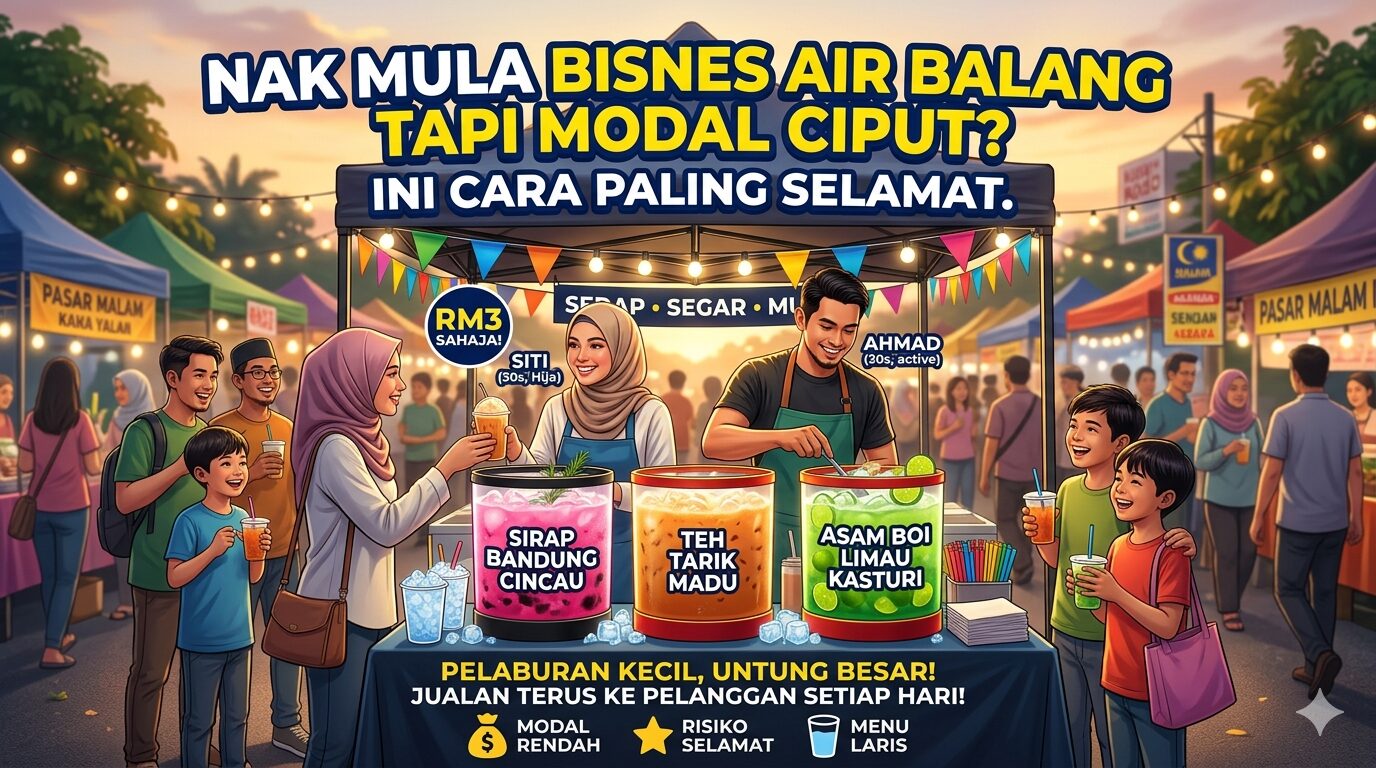Nak Mula Bisnes Air Balang Tapi Modal Ciput? Ini Cara Paling Selamat.